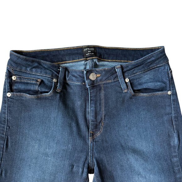 Just Black dark wash button zip five pocket stretchy skinny blue jeans 29/8 - Picture 3 of 11